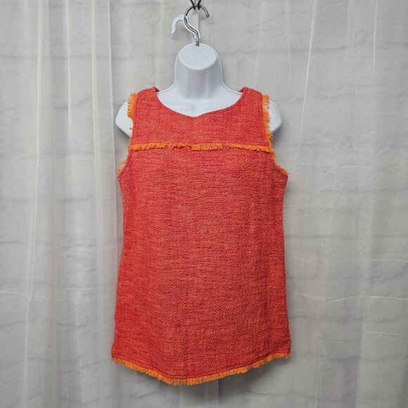 Unbranded Orange Textured Fringed Retro Tank Size M+ - Picture 1 of 10